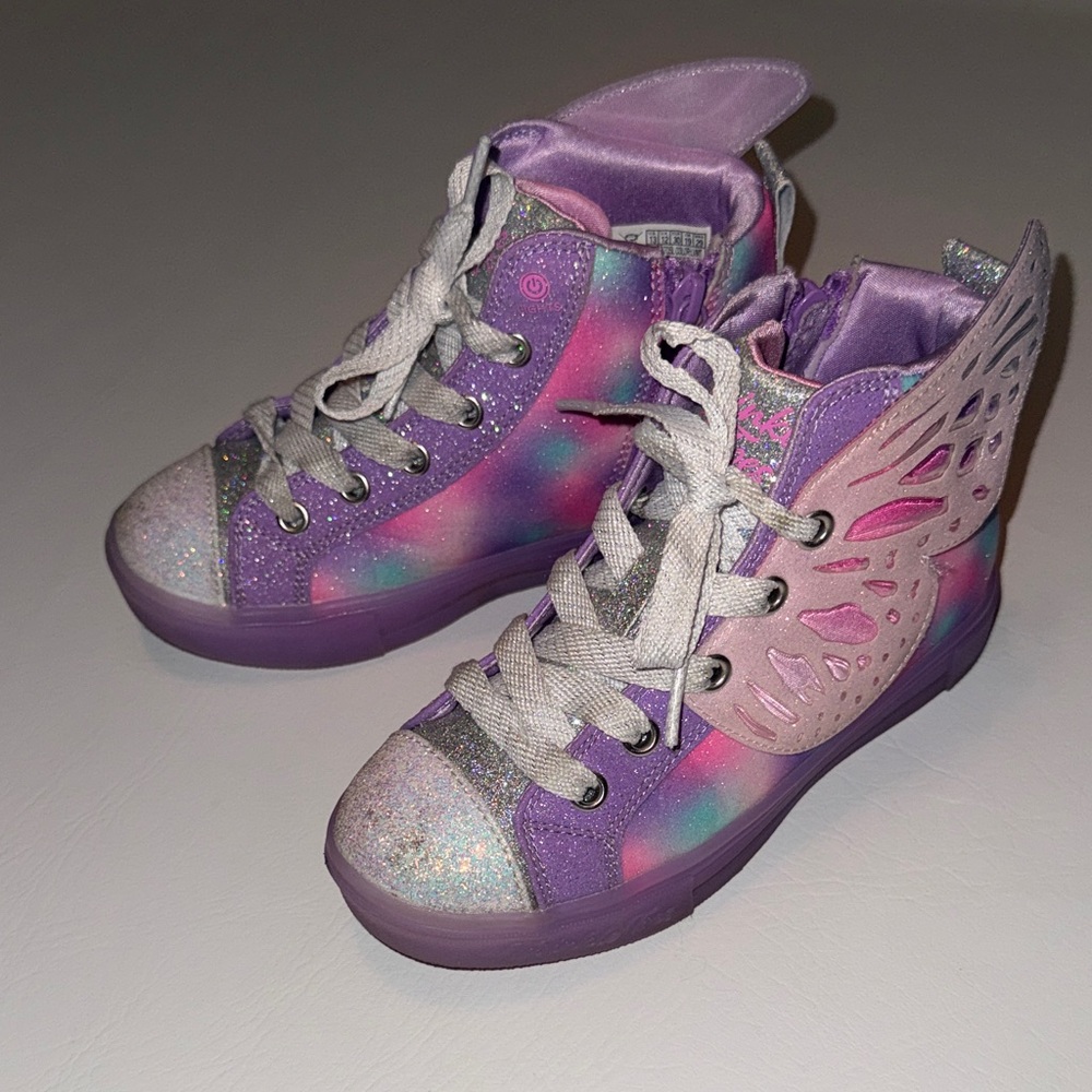 Sketchers Twinkle Toes Purple Butterfly Wing High-Top Sneakers Sz: 13